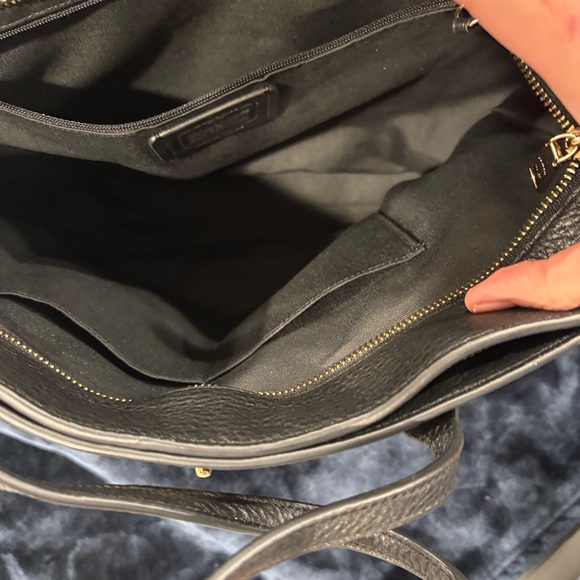 Coach Black Pebbled Leather Tote with Gold Accents - Picture 6 of 9